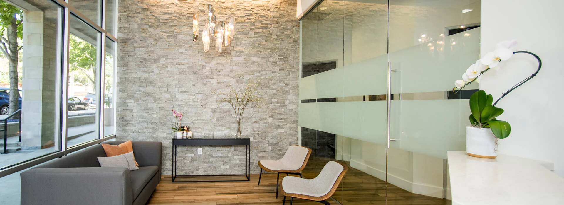 The waiting room at Downtown Dental Design in Austin TX