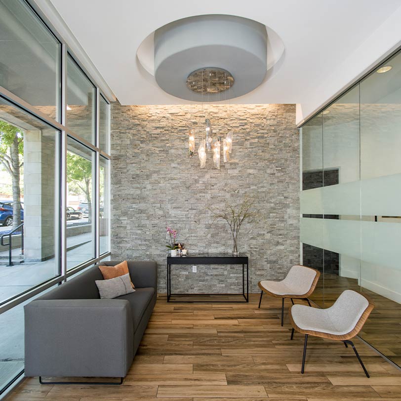 The lobby of Downtown Dental Design in Austin, TX